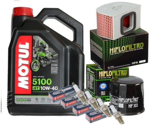 HF303 ZESTAW OLEJ MOTUL 5100 FILTRY ŚWIECE HONDA CB750 Nighthawk 91-03 - HF303 НАБІР МАСЛА MOTUL 5100 ФІЛЬТРИ ПРОБКИ HONDA CB750 Nighthawk 91-03