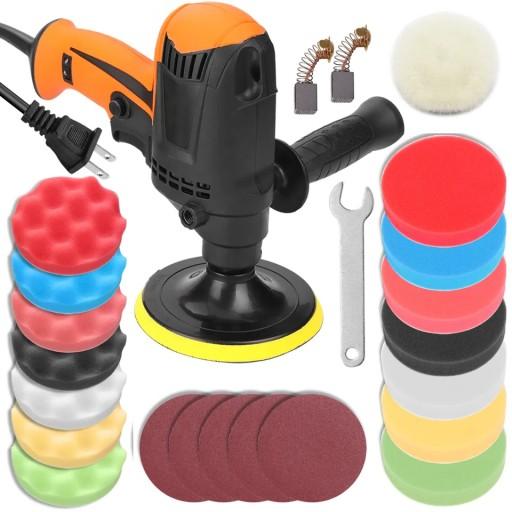 ПОЛИРОВАЛЬНАЯ МАШИНА HILDA АВТОМОБИЛЬНАЯ С РЕГУЛИРОВКОЙ 980 Вт + 14 ГУБОК
