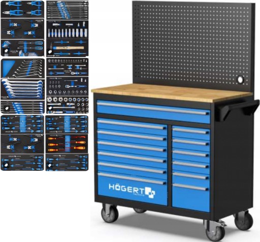 ШАФА ДЛЯ ІНСТРУМЕНТІВ HOGERT ВІЗОК 13 ЯЩИКІВ НАСТІННА ПАНЕЛЬ 410 шт.