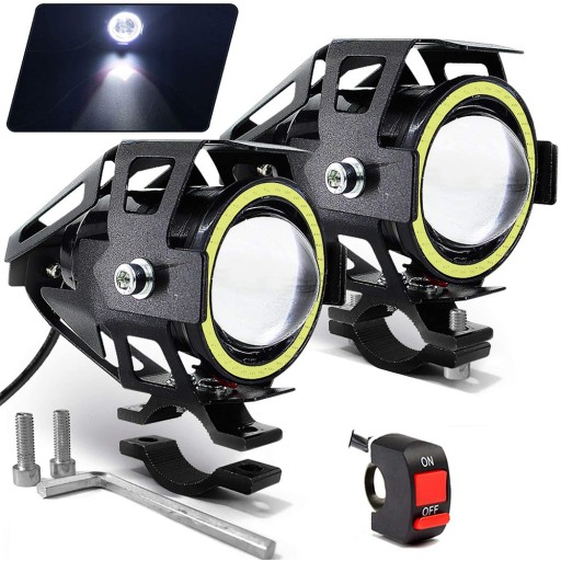 HALOGENY MOTOCYKLOWE LAMPY REFLEKTORY RING LED - Мотоцикл галогенные кольца светодиодные лампы фары U7