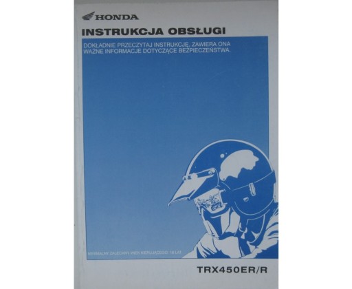 Honda TRX 450 ER 450er Польша руководство по эксплуатации квадроцикл ATV Honda TRX 450R