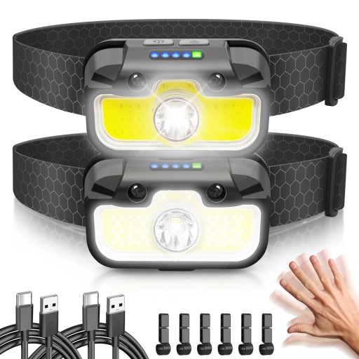 Світлодіодний налобний ліхтар Hyted USB Type C 2000 люменів 14 режимів IPX5