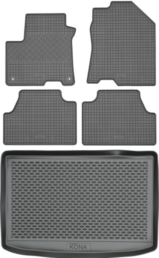 Hyundai Kona / Kona Electric 2018 - Коврики резиновые + коврик в багажник
