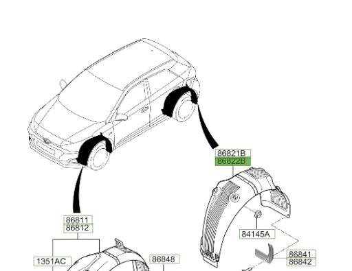 Hyundai OE 86822-C8AA0 Колісна арка задня права