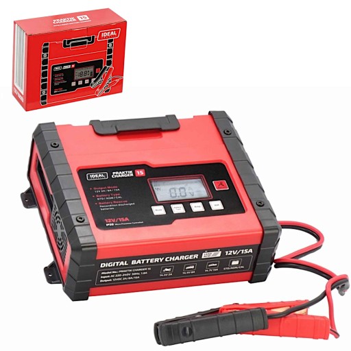 Інтелектуальний портативний зарядний пристрій Ideal Praktik Charger 15 LCD 12V 15A