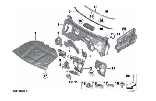 Звукоизоляция двери BMW 5 OEM номер 51487366706