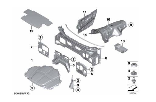 Звукоизоляция двери BMW X6 OEM № 51487355620