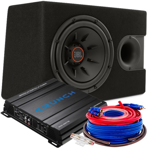 JBL STRONG TUBE BOX 1100W + CRUNCH AMPLIFIER КАБЕЛИ PURE DEEP BASS