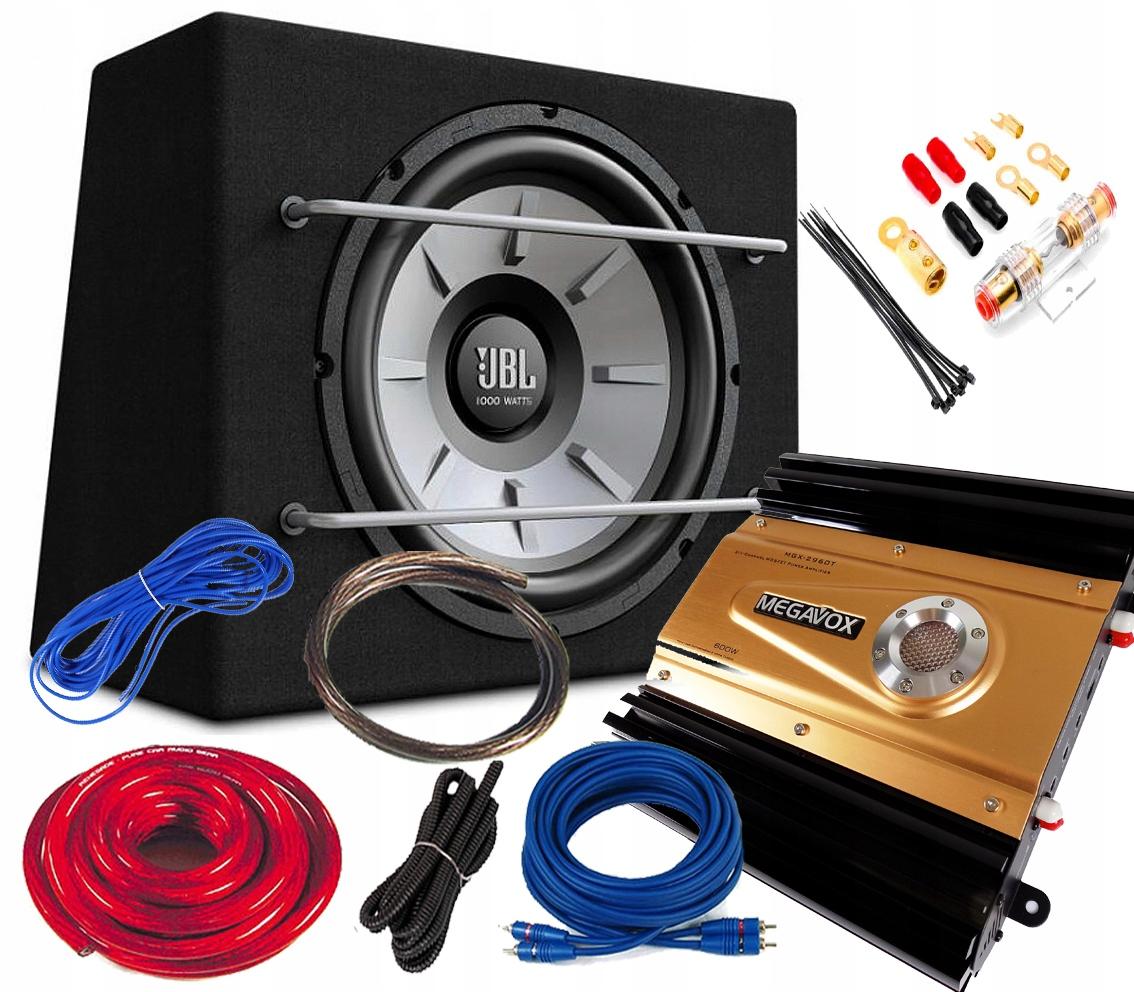 JBL КОРОБКА БАСОВА ТРУБКА 1000 ВТ + ПІДСИЛЮВАЧ + КАБЕЛІ