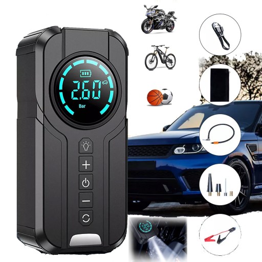 JUMP STARTER BOOSTER POWERBANK 12V 10000mAh АВТОМОБІЛЬНИЙ КОМПРЕСОРНИЙ НАСОС 2 В 1