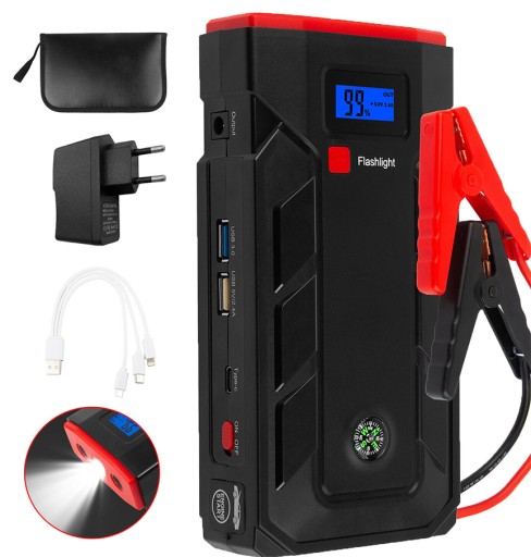 АВТОМОБІЛЬНИЙ СТАРТЕР JUMP, ЗАРЯДНИЙ ПРИСТРІЙ, 2000A ПОРТАТИВНИЙ АКУМУЛЯТОР 10400MAH