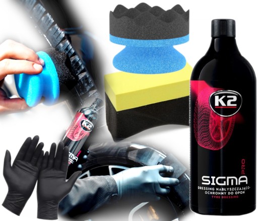 K2 SIGMA PRO 1L TIRE DRESSING APPLICATOR Вологий глянцевий ефект шини НАБІР