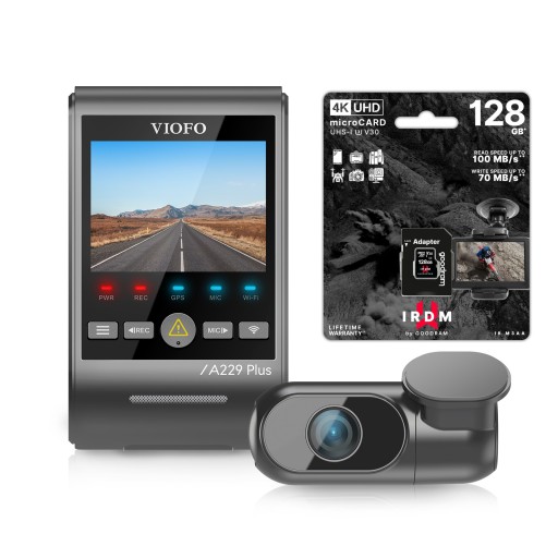 АВТОМОБИЛЬНАЯ КАМЕРА VIOFO A229 PLUS 2-КАНАЛЬНАЯ HDR GPS WIFI + КАРТА IRDM 128 ГБ