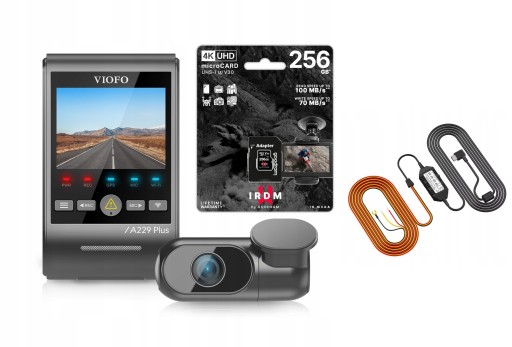 АВТОМОБИЛЬНАЯ КАМЕРА VIOFO A229 PLUS 2-КАНАЛЬНАЯ HDR GPS WIFI + КАРТА IRDM 256 ГБ + HK4