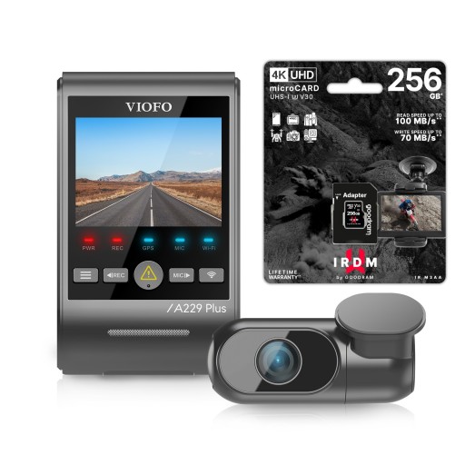 АВТОМОБИЛЬНАЯ КАМЕРА VIOFO A229 PLUS 2-КАНАЛЬНАЯ HDR GPS WIFI + КАРТА IRDM 256 ГБ