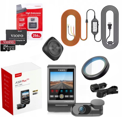 КАМЕРА VIOFO A229 PLUS 2CH ПЕРЕДНЯ/ЗАДНЯ 2K HDR GPS + КАРТА ACC 256 ГБ CPL ДИСТАНЦІЙНЕ