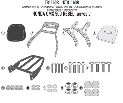 Каппа пассажирская спинка с багажником HONDA CMX 500 Rebel (17-19) CMX 500