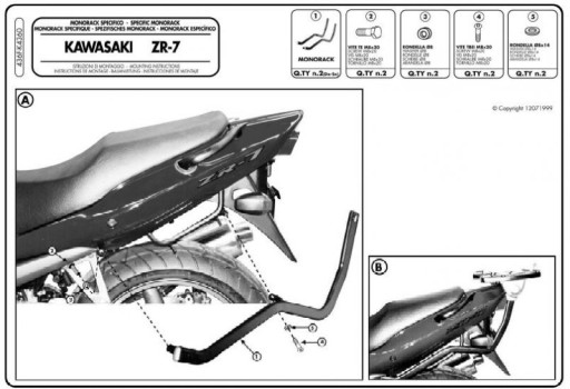 KAPPA СТОЙКА ЦЕНТРАЛЬНОГО СУНДУКА KAWASAKI ZR7 / ZR7S 750 (99-04) БЕЗ ПЛАСТИНЫ