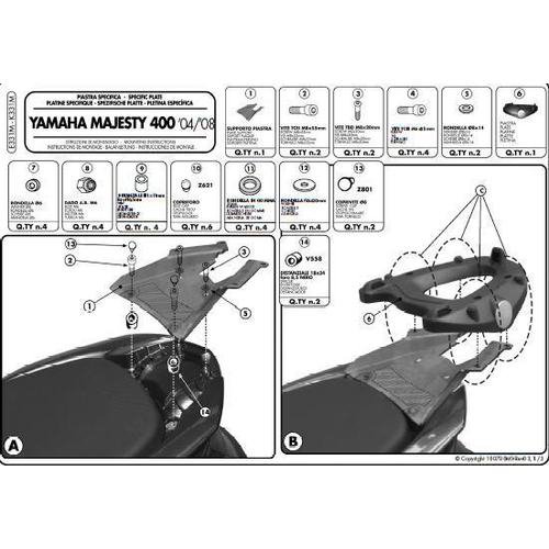 KAPPA ЦЕНТРАЛЬНЫЙ СУНДУК YAMAHA MAJESTY 400 (04-14) С МОНОЛОКОМ