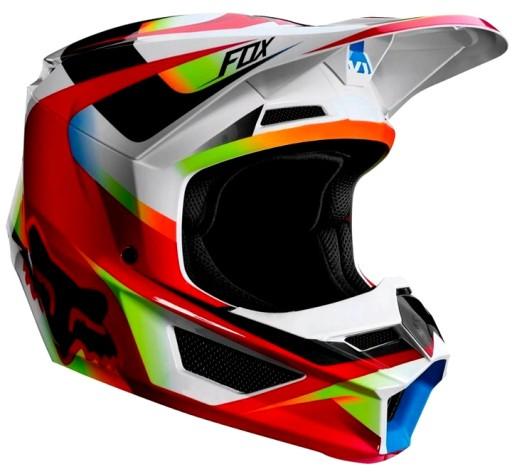 ENDURO FOX V1 МОТИВ КРАСНЫЙ БЕЛЫЙ ШЛЕМ РАЗМЕР XL CROSS ATV QUAD OFFROAD