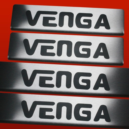 KIA VENGA Накладки на пороги з нержавіючої сталі 304, написи чорного матового кольору