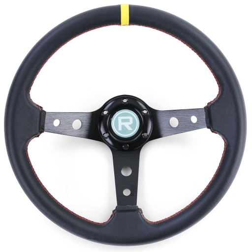 СПОРТИВНЕ РУЛЬМО 350 мм ШКІРА ТИП 6 ЧОРНЕ ДЛЯ MOMO SPARCO