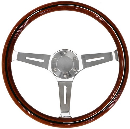 СПОРТИВНЫЙ РУЛЬ ДЕРЕВЯННЫЙ КОРИЧНЕВЫЙ 38см АЛЮМИНИЙ + ДЕРЕВО КЛАССИЧЕСКИЙ РЕТРО