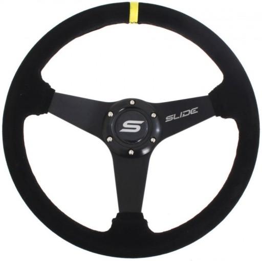 Спортивне кермо Тюнінг замша слайд 35см плоский