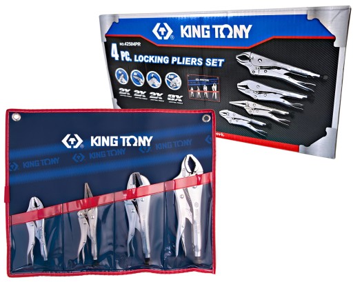 Щипцы с фиксатором KING TONY MORSA, КРУГЛЫЕ ПЛОСКИЕ УЗКИЕ, УНИВЕРСАЛЬНЫЕ, 4 ​​ШТ.