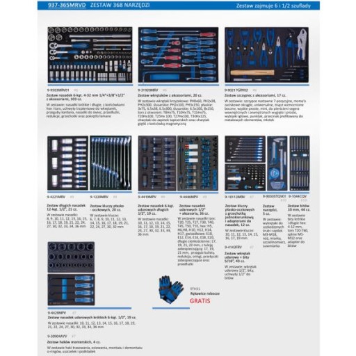 КІНГ ТОНІ - НАБІР 368 ДЕТАЛЕЙ ІНСТРУМЕНТИ 937-365МРВД. PROFI TOOLS КРАКІВ
