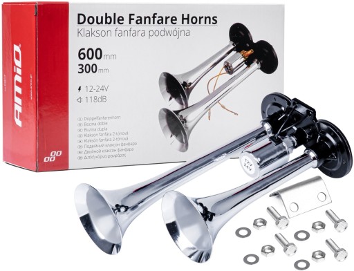 03617 - РІГ ЗВУКОВИЙ СИГНАЛ ПОДВІЙНИЙ ФАНФАРИ 12V 24V ТРУБА