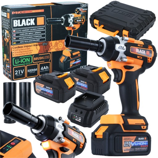 Акумуляторний ударний ключ 4AH X2 bat.ЧОРНИЙ ДЛЯ КОЛІС 21V ПОТУЖНІСТЬ