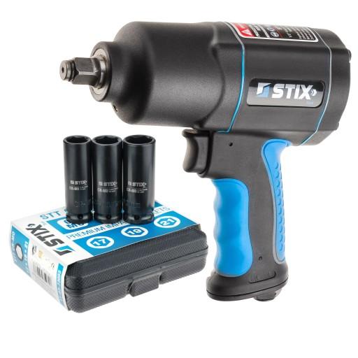 ПНЕВМАТИЧЕСКИЙ УДАРНЫЙ гайковерт 1/2 1700 НМ С НАСАДКАМИ CR-MO 17MM 19MM 21MM STIX