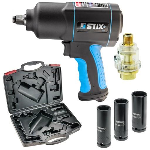 ПНЕВМАТИЧНИЙ УДАРНИЙ ГАЙКОКЛЮЧ ДЛЯ КОЛІС 1/2 1700NM + РОЗЕТКИ, КОРПУС І МАСЛЕНКА