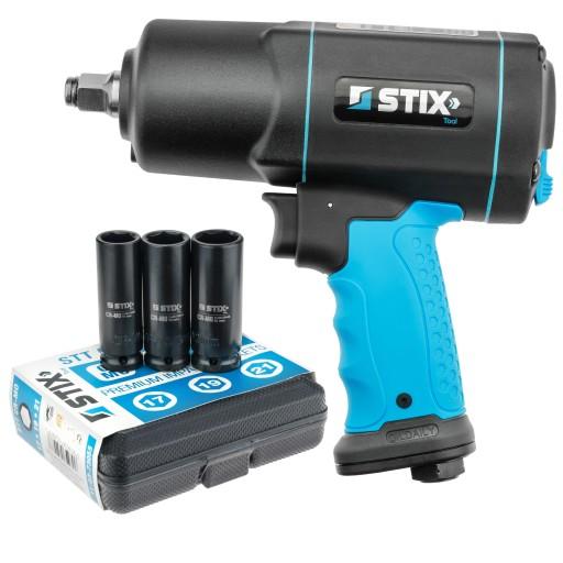 ПНЕВМАТИЧЕСКИЙ УДАРНЫЙ КЛЮЧ ДЛЯ КОЛЕС 1/2 1900 НМ + НАСАДКИ 17, 19, 21MM STIX