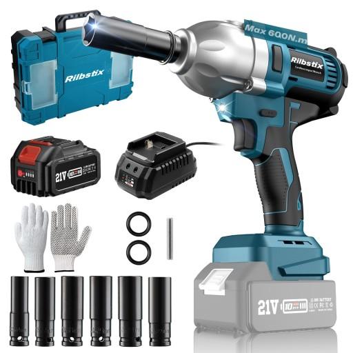 Аккумуляторный БЕСЩЕТОЧНЫЙ УДАРНЫЙ КЛЮЧ ДЛЯ КОЛЕС 21 В 1/2 ДЮЙМА АККУМУЛЯТОР 4,0 Ач