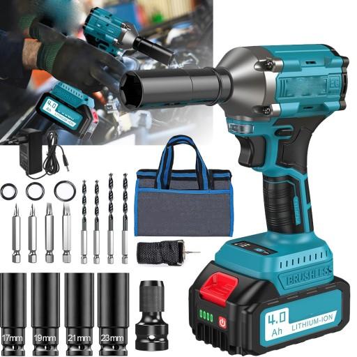 Аккумуляторный БЕСЩЕТОЧНЫЙ УДАРНЫЙ КЛЮЧ ДЛЯ КОЛЕС 21 В, НАСАДКА 1/2 ДЮЙМА, 550 Нм