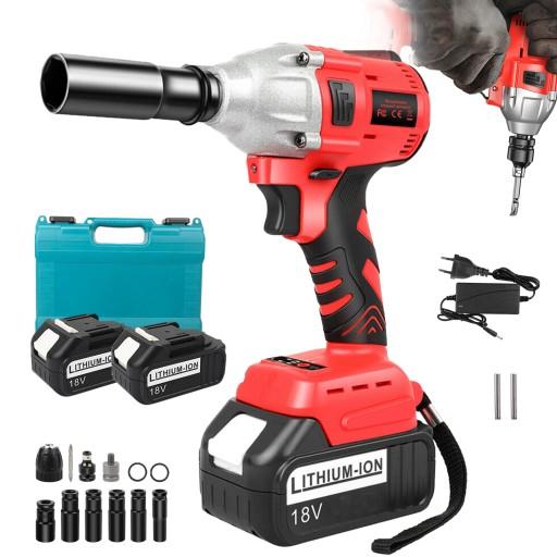 БЕЗЩІТКОВИЙ УДАРНИЙ ГАЙКОВЕРТ МІЦНИЙ НА КОЛЕСА ВИКРУТКА З ГНІЗДОМ +2 АКУМУЛЯТОРА