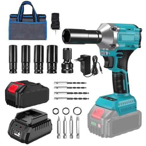 АКУМУЛЯТОРНИЙ БЕЗЩІТКОВИЙ УДАРНИЙ КЛЮЧ 550NM + АКУМУЛЯТОР 4000mAh 21V