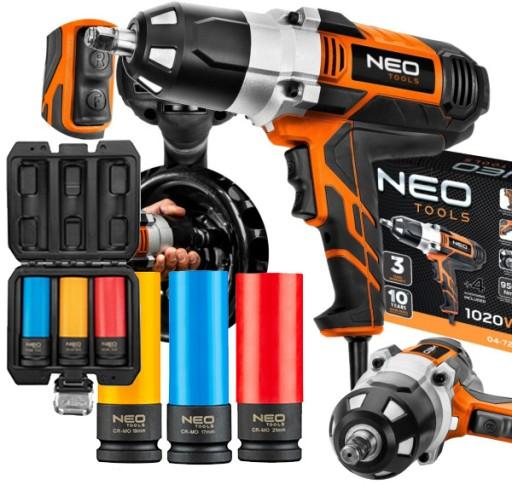 КЛЮЧ УДАРНИЙ ЕЛЕКТРИЧНИЙ 1020W 950Nm 1/2 04-720 2 ПЕРЕДАЧІ + ГОЛОВКИ NEO TOOLS