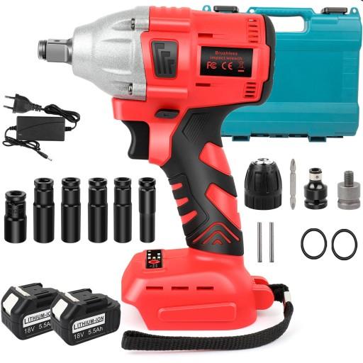 ЭЛЕКТРИЧЕСКИЙ УДАРНЫЙ КЛЮЧ ДЛЯ КОЛЕС 1/2 С 6 УДАРНЫМИ НАСАДКАМИ