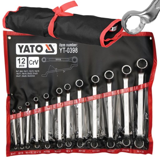 КЛЮЧИ НАКИДНЫЕ ИЗОГНУТЫЕ 6-32ММ НАБОР КЛЮЧЕЙ YATO, 12 ШТ.