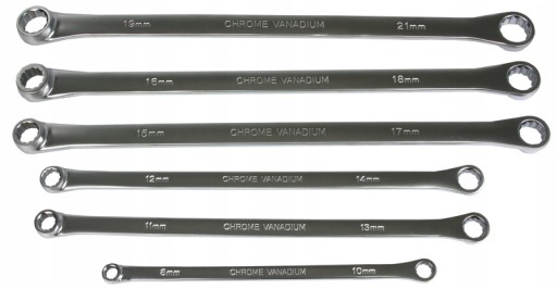 КЛЮЧІ НАКИДНІ ДОВГІ ПРЯМІ 8 - 21 мм 6 шт. ДЛЯ НАТЯЖНИКІВ CRV