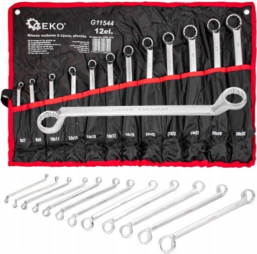 НАБІР ГАЙКОВИХ КЛЮЧІВ КІЛЬЦЕВИХ 6-32ММ GEKO