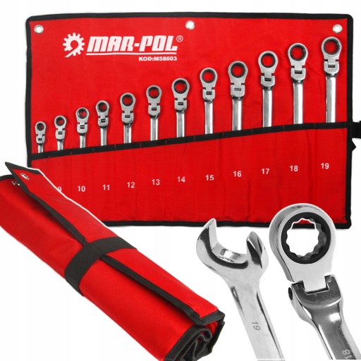 КЛЮЧІ КІЛЬЦЕВІ З ТРАЗЧАТКОЮ 8-19 мм, 12 шт. НАБІР ГАЙКОВИХ КЛЮЧІВ