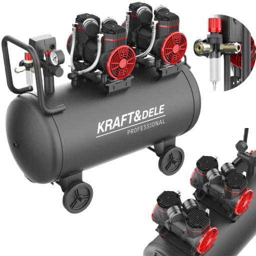 КОМПРЕСОР 100 Л, ТИХИЙ, БЕЗ МАСЛА, 4 ПОРШНЯ, 2 НАСОСИ, КОМПРЕСОР 230 В