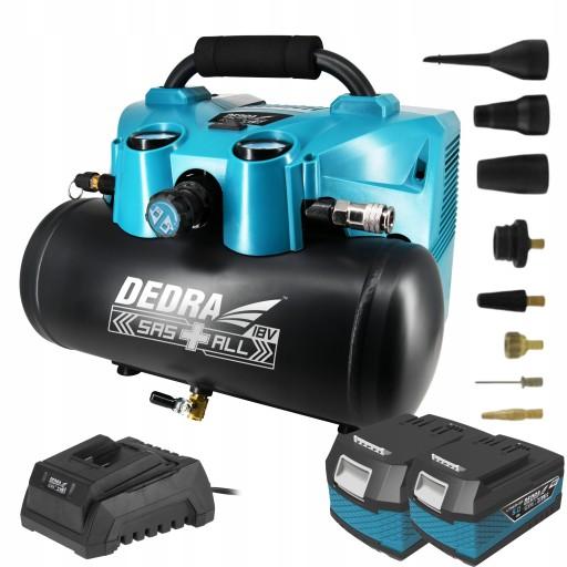 АККУМУЛЯТОРНЫЙ КОМПРЕССОР 6л DEDRA + 2x18В 5Ач 7077В