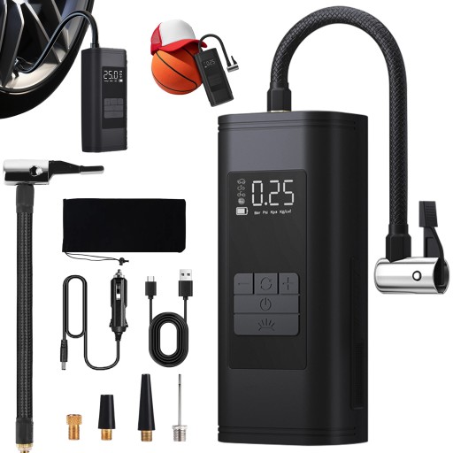 КОМПРЕССОР ЭЛЕКТРИЧЕСКИЙ НАСОС ПЕРЕЗАРЯЖАЕМЫЙ ДЛЯ АВТОМОБИЛЯ 12V LED 120W