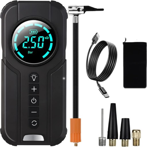 Автомобильный компрессор, электрический насос, компрессор для колес, 12 В, светодиодный ЖК-дисплей