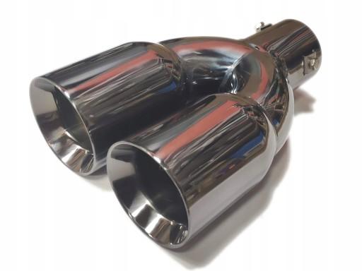 Наконечник выхлопной трубы из нержавеющей стали черный хром 2X76MM
